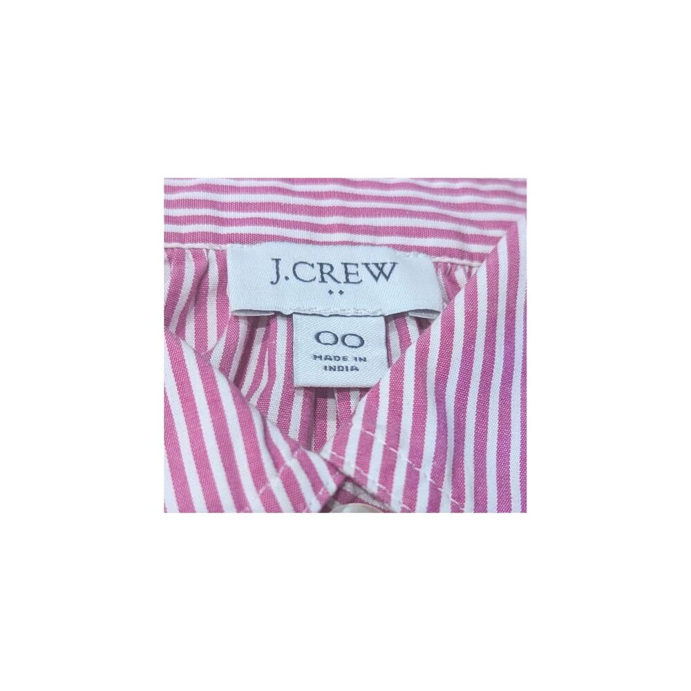 J.Crew Pink White Striped Shirt Dress Button Front Cotton Stretch Long Sleeve Si - Picture 4 of 7